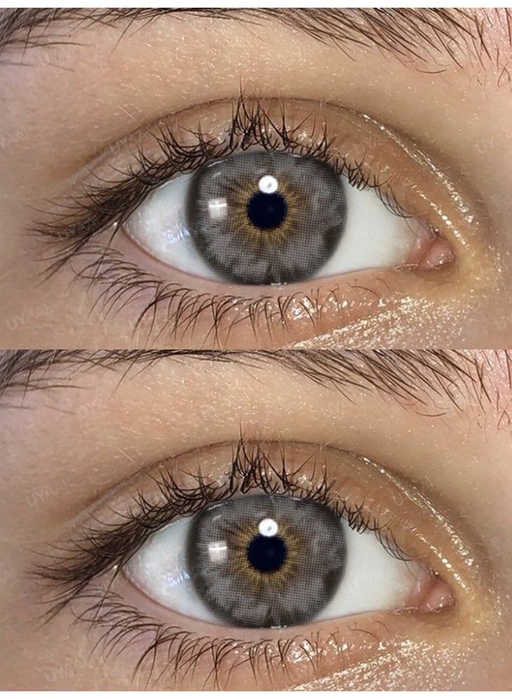UYAAI Gray Lens Yearly Colored Contact Lenses, Unisex Cosmetic Contact Lenses, Natural Fashion Lenses, 42% Water Soft Contact Lenses - Image 3